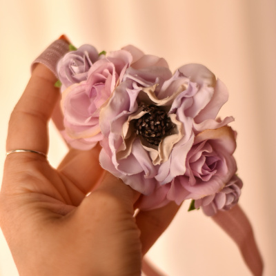 λιλά κορδέλα με παπαρούνα