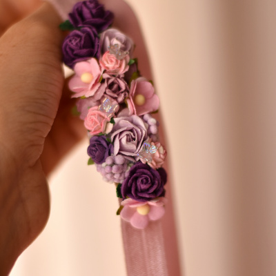 μωβ-λιλά λεπτεπίλεπτη βρεφική κορδέλα