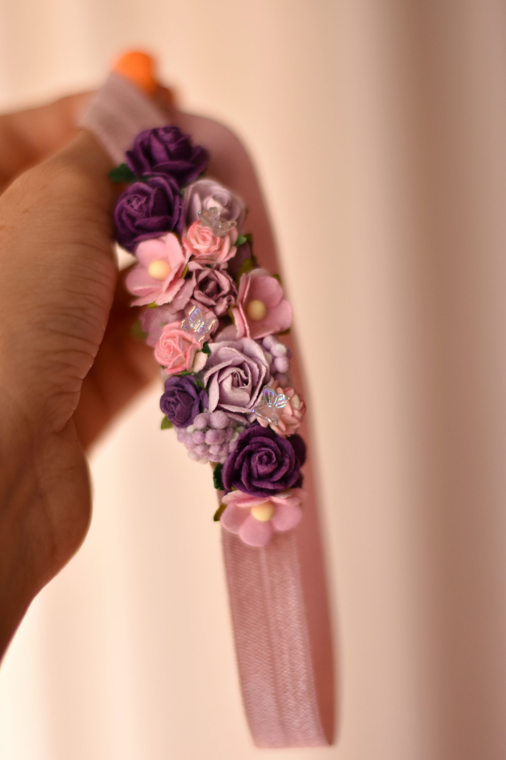 μωβ-λιλά λεπτεπίλεπτη βρεφική κορδέλα