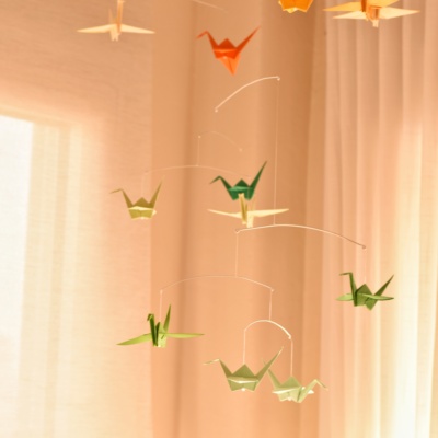 Flying origami mobile
