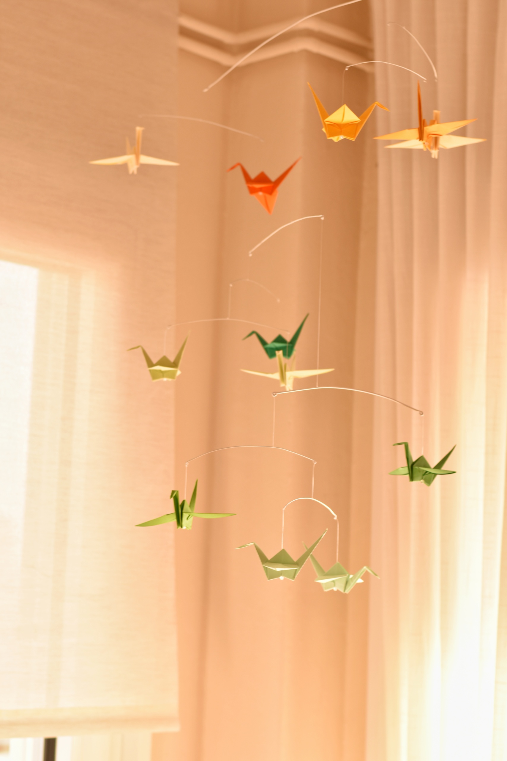 Flying origami mobile