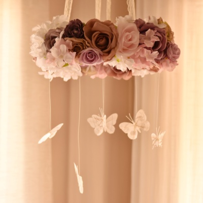 White Butterflies Flower Mobile