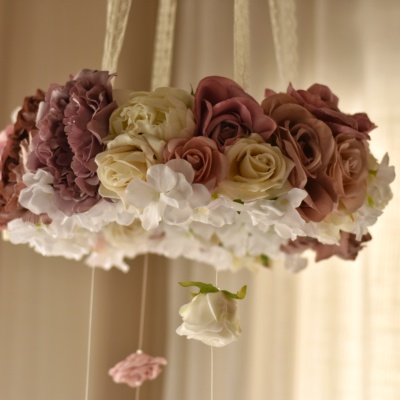 Purple flower baby mobile