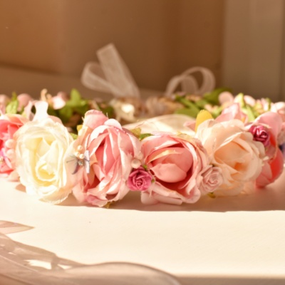 flower tiara, στεφανάκι βάφτισης