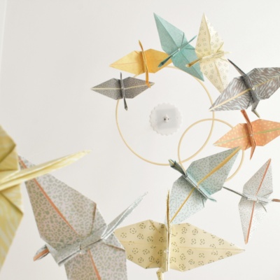 double origami mobile με animal print και ζωάκια