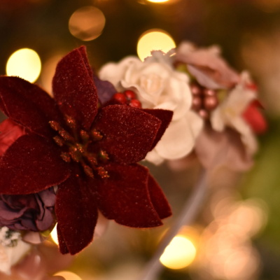 Γιορτινή Flower Crown - κόκκινες αποχρώσεις